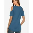 thumbnail image 2 of Women's Short Sleeve V Neck Criss Cross T-Shirt Tops, 2 of 4