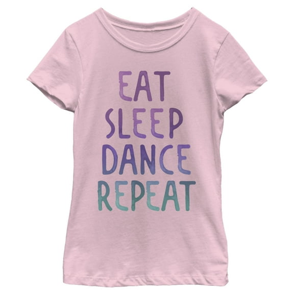 Girl's Lost Gods Eat Sleep Dance Repeat Watercolor  Graphic Tee Light Pink Medium