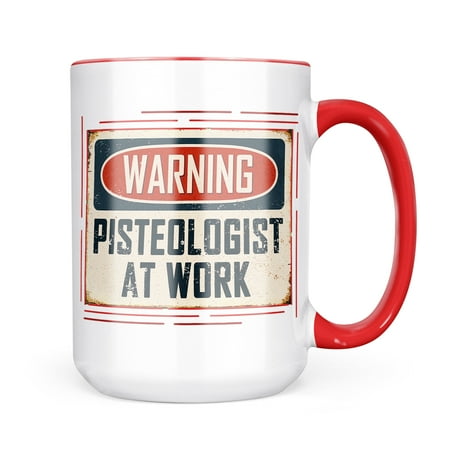 

Neonblond Warning Pisteologist At Work Vintage Fun Job Sign Mug gift for Coffee Tea lovers