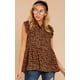 thumbnail image 4 of Blusa tipo túnica con cuello con volantes y mangas cortas con estampado floral informal para mujer, 4 of 8