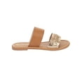 thumbnail image 2 of Melrose Ave Women's Faux Leather Two Strap Flat Slide Sandals, 2 of 6