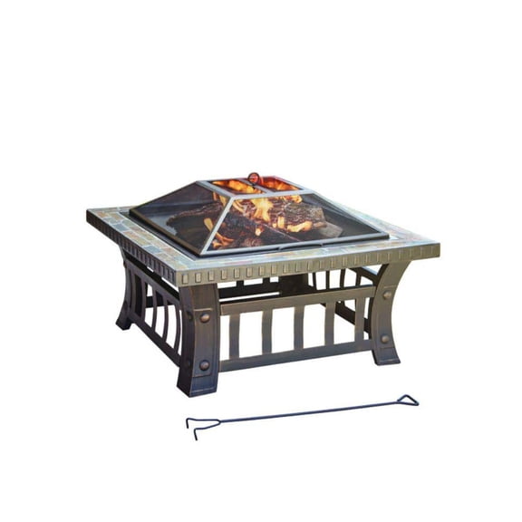 20 in. H x 30 in. W x 30 in. D Steel Square Wood Fire Pit