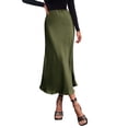 thumbnail image 1 of Falda PRETTYGARDEN 2025 Midi de Satén Verde Talle Alto S, 1 of 7