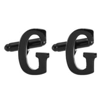 Uxcell Initial Cufflinks, Classic Alphabet Letter G Men Cuff Links 26 Letters A-Z with Gift Box for Men Father Husband Weddings Gift Business Birthday Party, Black