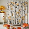 thumbnail image 3 of Shower Curtain 66"W x 72"L Brown Leaves Gray Forest Watercolor Fabric Shower Curtains Set with Hooks Water Repellent Bathroom Curtains Machine Washable Bathroom Accessories, 3 of 6
