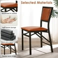 thumbnail image 5 of VECELO Set of 2 Metal Folding Chairs, High Back PU Upholstered Dining Chairs with Metal Frame, Modern Style Folding Chairs for Kitchen, Dining Room, Space Saving Design, Brown, 5 of 12