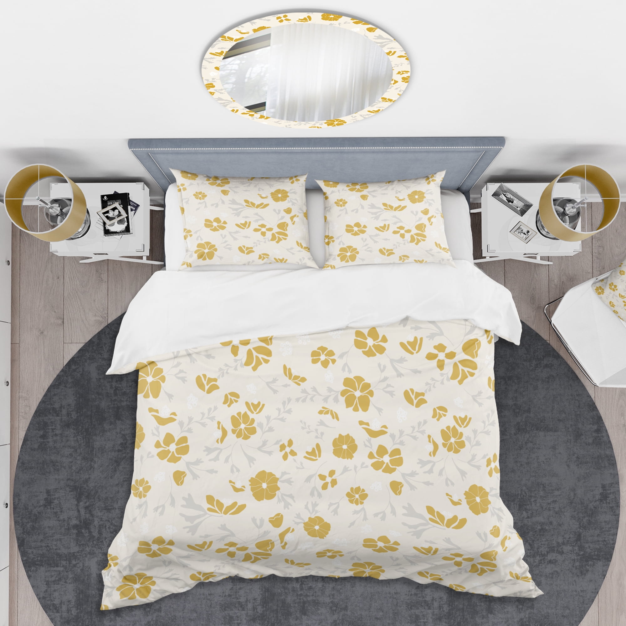 Designart 'Retro Handdrawn Poppies III' Mid-Century Modern Duvet Cover Set
