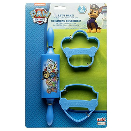 Zak Designs Lets Bake! Rolling Pin and Cookie Cutters for Cooking with Kids, Paw