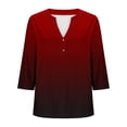 thumbnail image 5 of Plus Size Women's Casual Printed 3/4 Sleeve V-Neck Blouse Shirt Top Fashionable Comfortable Loose Fit Tunic Length Floral Print | CSEONE,Wine XL, 5 of 8