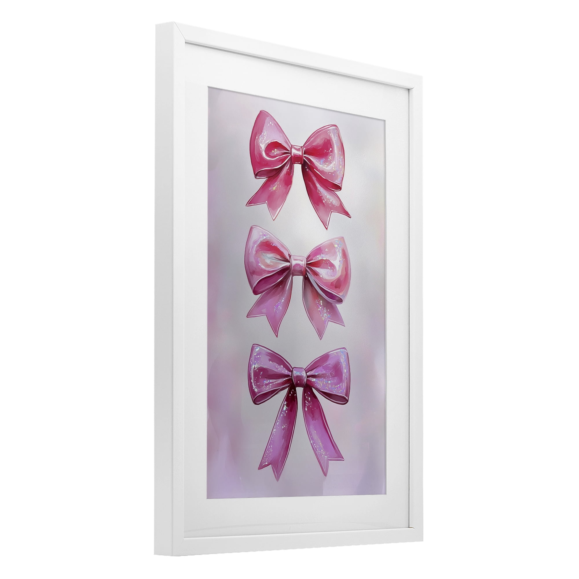 Stupell Industries Blush And Satin Ribbons White Framed Print Under Glass, design by Annabelle Hall