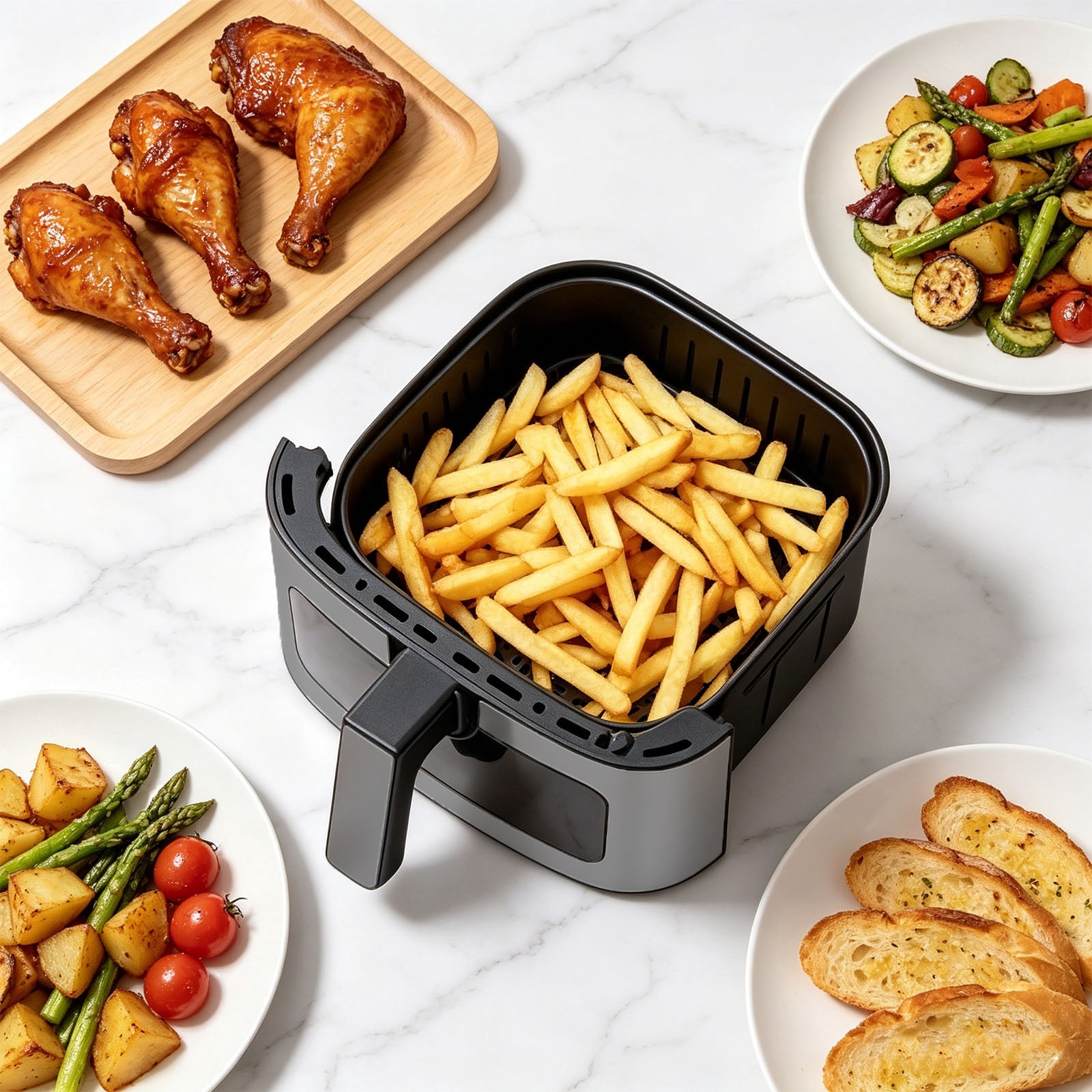Casabay 6.34 QT Air Fryer with Viewing Window, 1500W 8-in-1 Electric Hot Air Fryer Oven, Digital Display, Compact Multi-Functional Cooker for Home Kitchen, Black