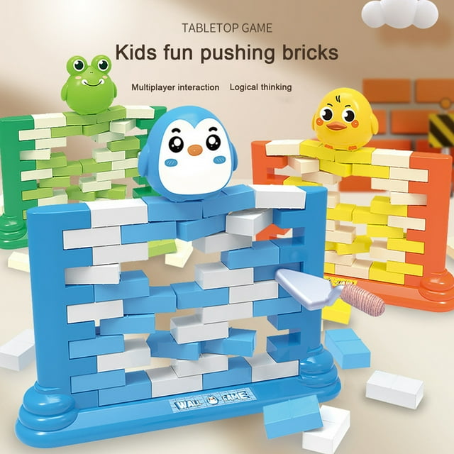Push Brick Wall Game Mini Building Blocks Stacking Toy Parent-Child Interactive Educational Desktop Board Game Toddlers Boys Girls Birthday Gift
