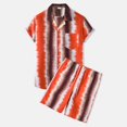 thumbnail image 2 of Mens 2 Piece Summer Vacation Outfit Set Striped Printed Short Sleeve Button Down Shirt And Casual Shorts Lightweight Breathable Beachwear For Daily Party Travel Red Xl, 2 of 8