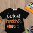 thumbnail image 4 of 3PCS Newborn Baby Boy Girl Clothes set Autumn Pumpkin Halloween Romper+Cartoon Pants+Hat Outfit Set, 4 of 5