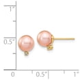 thumbnail image 3 of Real 14kt Yellow Gold 5-6mm Pink Round Freshwater Cultured Pearl .02ct Diamond Post Earrings; for Adults and Teens; for Women and Men, 3 of 3