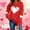 Red, variant on V-Day Love Print Pullover Hoodie for Women Round Neck Hearted Printed Long Sleeved Top Sweatshirts Pink XS