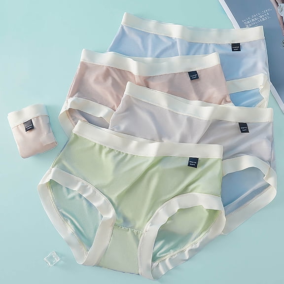WRKEKC Womens Underwear Summer Thin Ice Silk Seamless Quick Dry Breathable Triangle Bikini Panties Comfort Wear