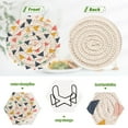 thumbnail image 4 of Yayeee 6 PCS Drink Coasters with Holder Set Woven Absorbent Round Tabletop Hot Pad, White Minimalist Triangles, 4 of 7