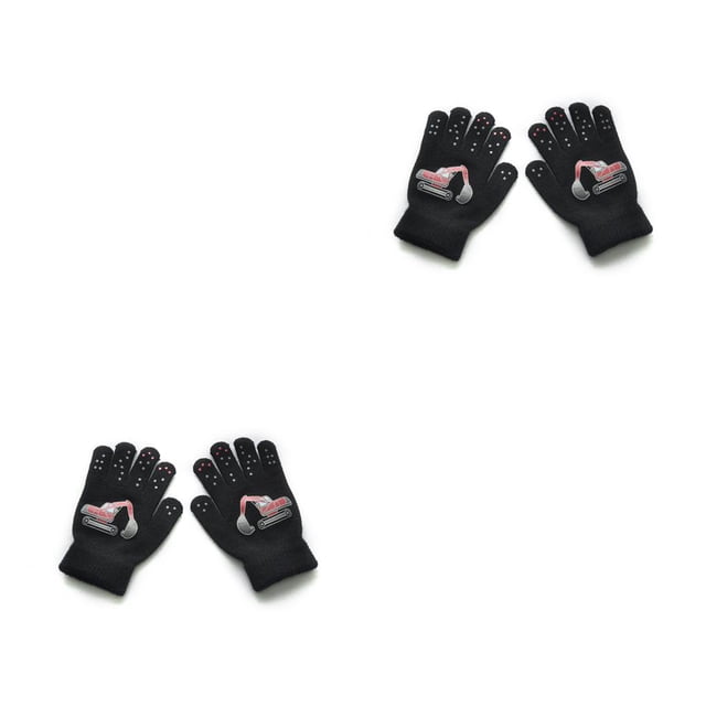 Sonducket 1 par de guantes para niños Accesorio de ropa engrosada Cubierta de dedo para niños con patrones de vehículos para usar en invierno Tipo 1 2Conjunto