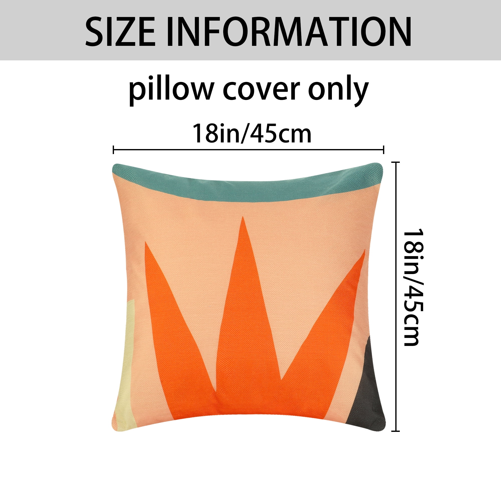 Unique Bargains Linen Printed Contemporary Decorative Throw Pillow Cover (2 Count) Orange-2 18" x 18"