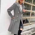 thumbnail image 2 of Wutalume Women's Solid Color Thick Long Sleeve Fashion Coat Jacket, Lapel Design with Double Breasted Buttons, Pockets and Lining, Wool Blend for Fall and Winter,Light Gray 2XL, 2 of 6