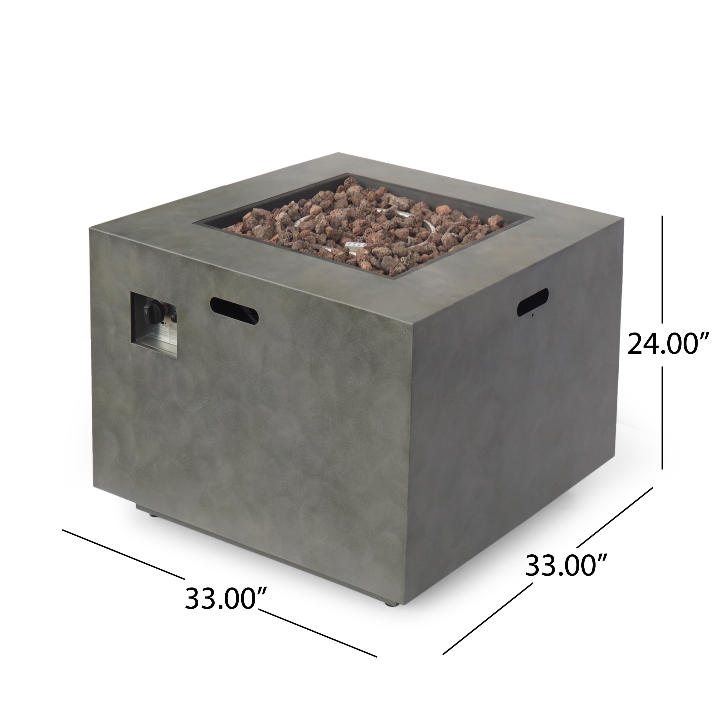 Bellvue Outdoor 33-Inch Square Fire Pit, Concrete