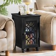 thumbnail image 5 of Joaxswe Narrow Side Table with Glass Door, Night Stand with Adjustable Shelf Storage Cabinet Organizer, Bedside End Tables for Small Spaces, Black, 5 of 8