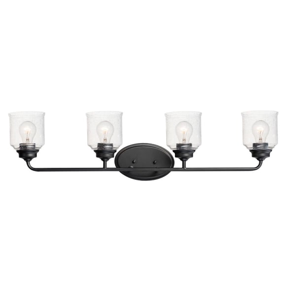 12264CDBK Maxim Lighting Acadia-Bath Vanity Light-Bell Shaped Glass Shades-10.5 inches high-Black Finish-4 Bulb Count
