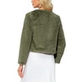 thumbnail image 4 of INSPIRE CHIC Cropped Open Front Jacket for Women's Faux Fur Long Sleeve Bolero Winter Coat M Army Green, 4 of 6