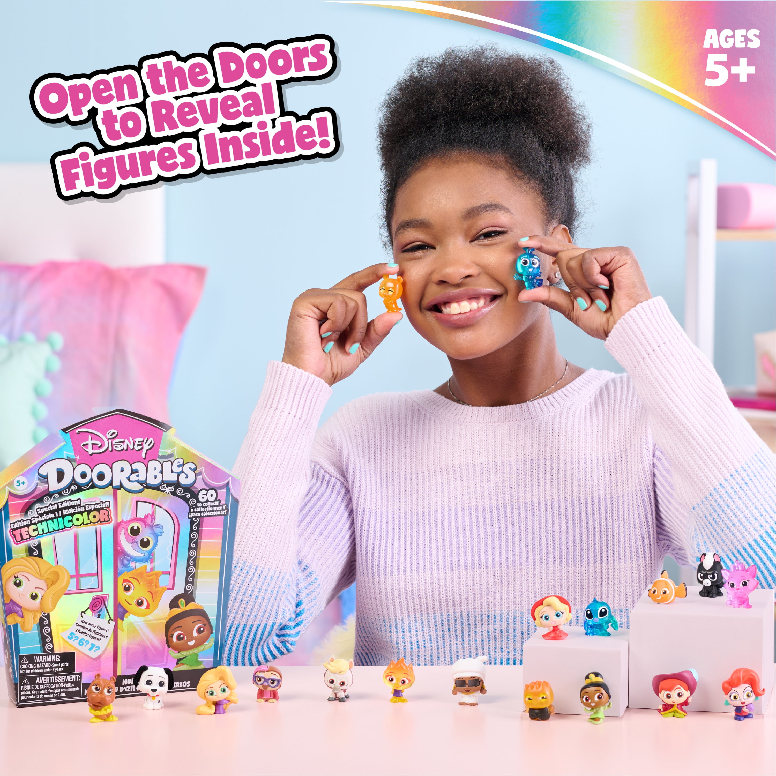 Just Play Disney Doorables Multi Peek Technicolor Takeover, 1.5-inch Collectible Figurines, 5-7 Figures Inside, Kids Toys for Ages 5 Up