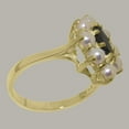 thumbnail image 3 of LBG British Made 10k Yellow Gold Natural Sapphire & Cultured Pearl Womens Statement Ring - 33 size options - Size 10, 3 of 6