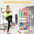 thumbnail image 5 of FUTASSI Home Gym Storage, 4 Tier Steel Multi-Purpose Dumbbell Rack 23.6"W x 11.8" D x 48.6" H, for Dumbbells, Kettlebells, Barbell and Yoga Mat, White, 5 of 7