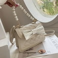 thumbnail image 3 of Adecuado para viajes diarios y citas. Bolso de mano de PU de moda simple con lazo de perla decorativo., 3 of 6
