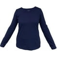 thumbnail image 5 of COUVER Women's Cotton Crew Neck Long Sleeve Shirt, 1PC, Navy, Large, 5 of 6