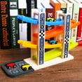 thumbnail image 3 of PPgejGEK Stocking Stuffers for Kids Boy and Girl Gifts Wooden Race Track Car Ramp Racer with 4 Mini Cars Toddler Toy, 3 of 7