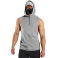 thumbnail image 1 of MAWCLOS Mens Hooded Tops Drawstring Sweatshirt Sleeveless Hoodies Regular Fit Gym Solid Color Pullover Top Light Grey S, 1 of 6