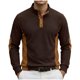 thumbnail image 1 of Tops de Verano de Manga Larga para Hombres Cuello de Pie Color Bloque Botón Abajo Camisa, Tops de Manga Larga Patchwork Blusa Casual con Ajuste Relajado, Chaqueta de Moda Ligera, 1 of 6