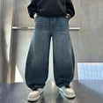 thumbnail image 2 of Nskgu Boys Baggy Jeans Loose Wide Leg Denim Pants Cargo Pocket Trendy Casual Jeans for Youth Teens, 2 of 6