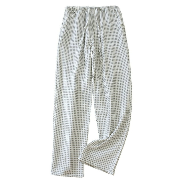 Pantalones de pijama a cuadros para mujer: cintura elástica, poliéster suave, ropa de casa holgada para todas las estaciones con bolsillos