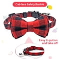 thumbnail image 3 of Collar de gato a cuadros con cuello de gatito de 2 piezas con collar de gato con lazo desmontable para gatitos, 3 of 5