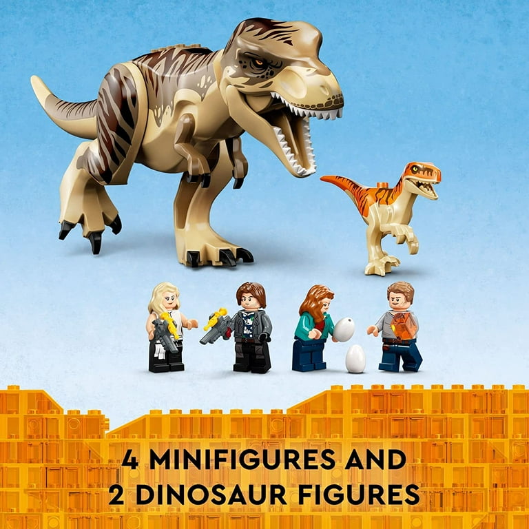 LEGO Jurassic World T. rex & Atrociraptor Dinosaur Breakout 76948 Dino Toy  Set, Gift Toys for Kids Age 8 Plus with 4 Minifigures, Market and Truck