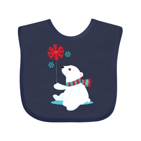 

Inktastic Polar Bear Bear with Scarf Cute Bear Snowflakes Gift Baby Boy or Baby Girl Bib