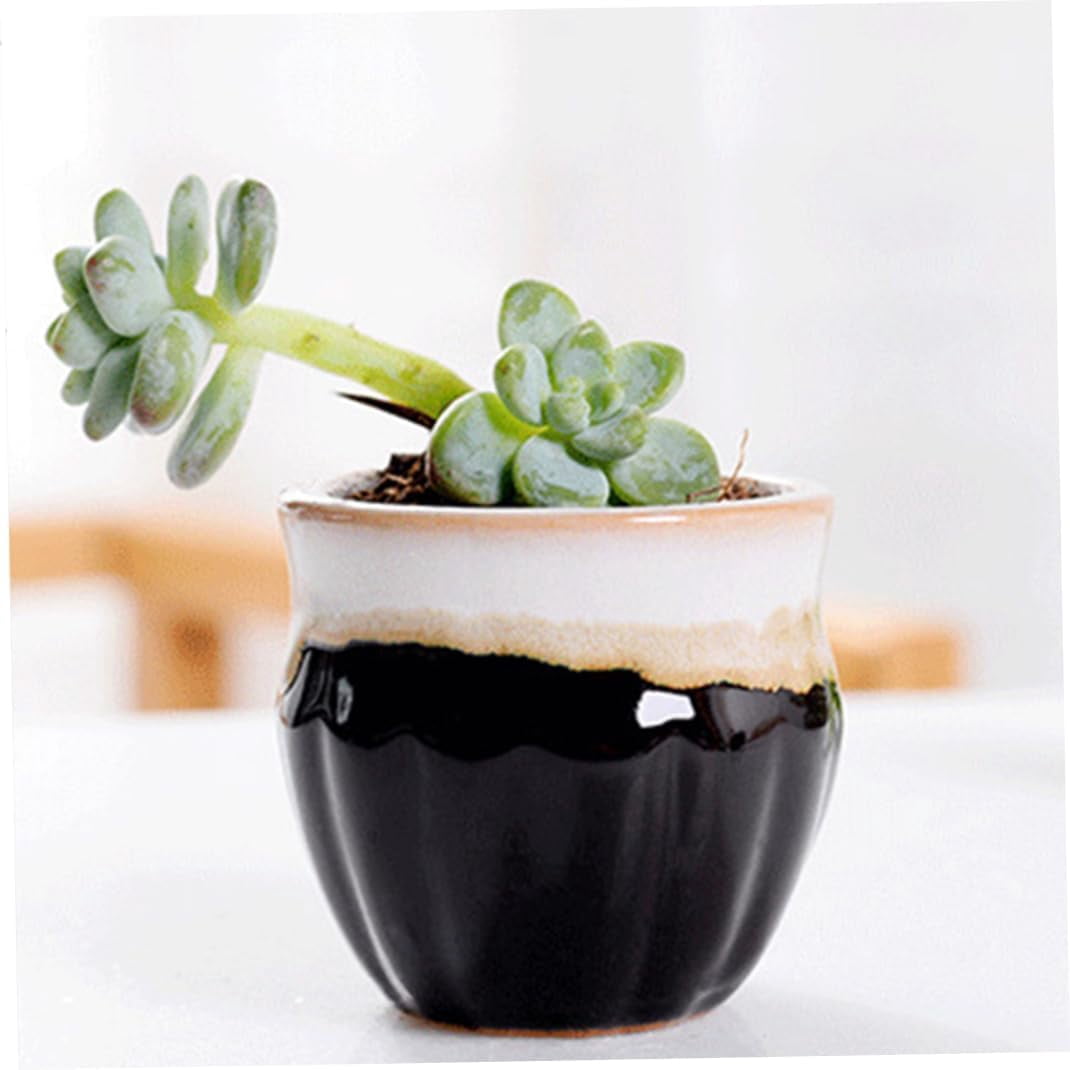 Mini Ceramic Flower Pots with Drainage Holes, Tiny Porcelain Planters for Home and Office Decor, Ideal for Succulent, Cactus, Herb, 6 PCS Set