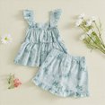 thumbnail image 5 of Toddler Girl Boho Outfit Ruffle Layer Sleeveless Top Floral Print Shorts Summer Casual Set 2-3 Years, 5 of 6