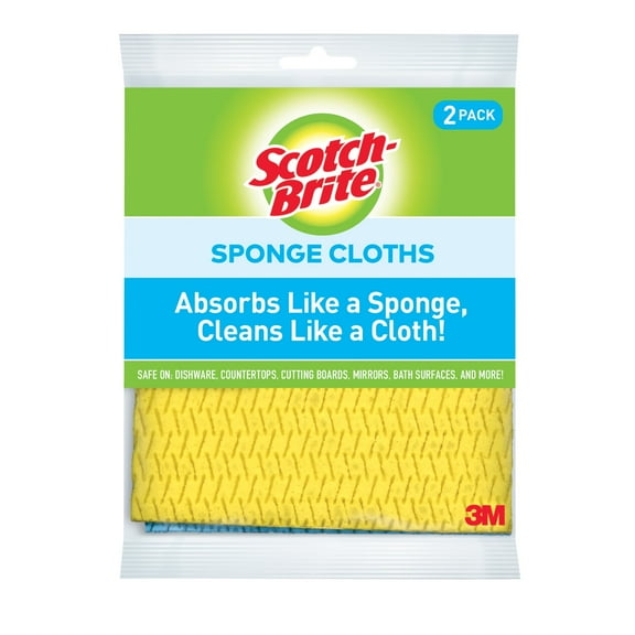 Scotch-Brite Sponge Cloth, Alternative to Towels, Multicolor, 2 Clothes