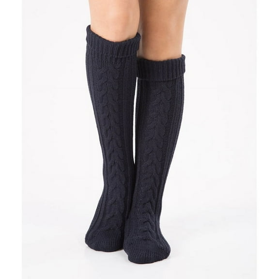 Winter Cozy Cable Knit Over The Knee High Boot Socks Women's Cable Knit Long Boot Stocking Socks Knee High Winter Leg Warmers (Dark Blue)