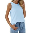 thumbnail image 3 of TKLPEHG Tank Top for Women Crew Neck Tunic Top Summer Clothes Lightweight Solid Color Loose Sleeveless T Shirt Fashion Casual Comfy Blouses (Light Blue,M), 3 of 7
