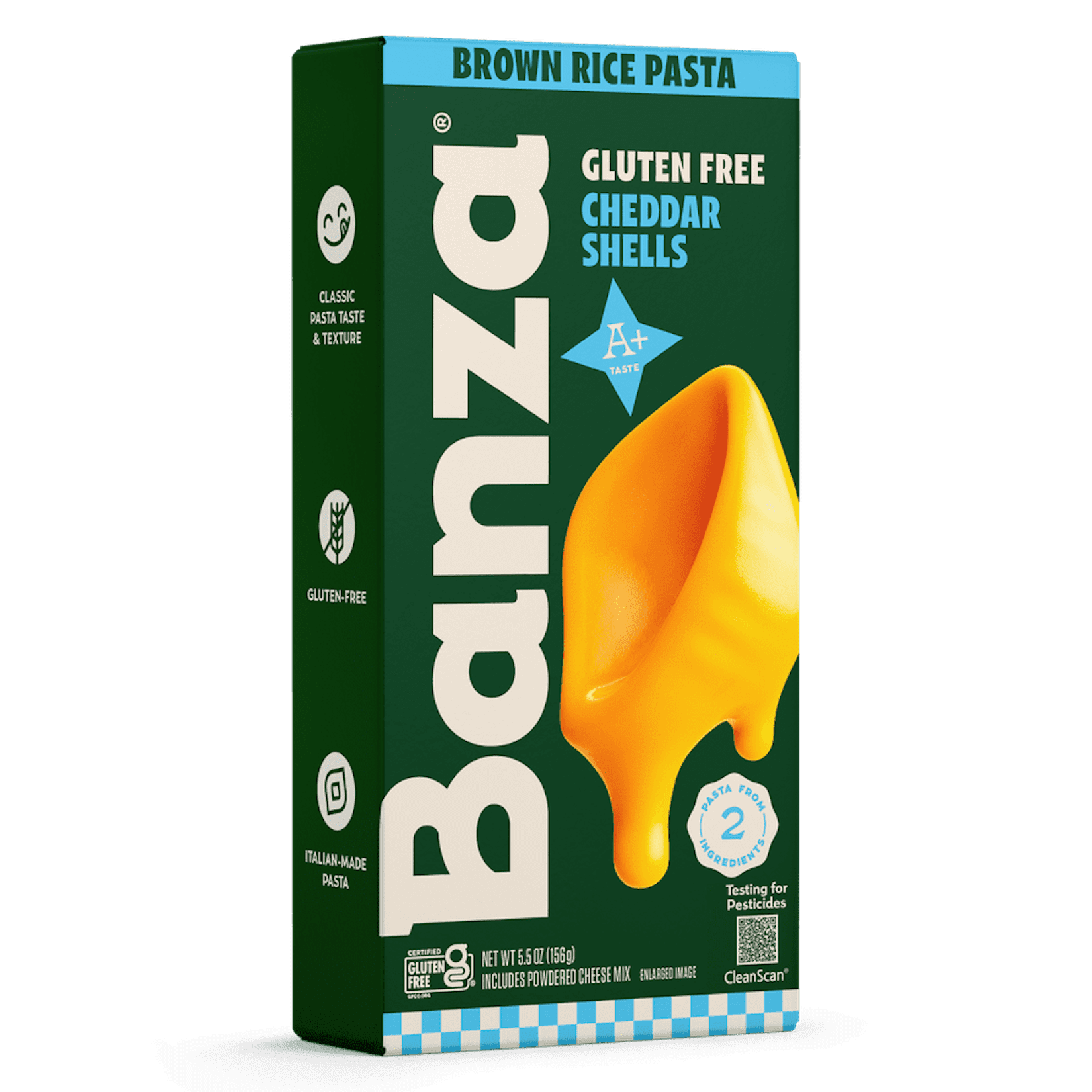 Banza Brown Rice Cheddar Shells Mac & Cheese, 5.5oz, Classic Cheesy Taste, Made in Italy