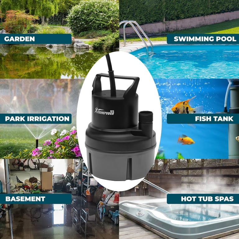 XtremepowerUS Thermoplastic Submersible Utility Pump, 1/6 HP, 1100