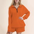 thumbnail image 2 of Women's Casual 2 Piece Shorts Suit Oversized Half Zip Sweatshirt and Shorts Set Comfortable Wear Outfit for Women, 2 of 2